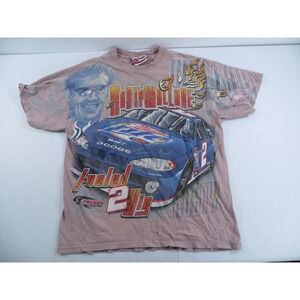 VTG Rusty Wallace #2 Miller Lite Fueled 2 Win AOP Nascar T-Shirt Size L Faded